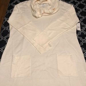 Cowl neck lightweight sweater dress